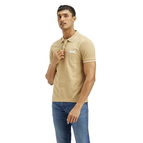 Image of Levi's Men's Solid Slim Fit Polo T-Shirt Beige