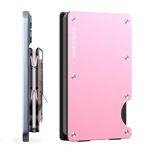 Image of Slim Magnetic Wallet for Women, Compatible with MagSafe Wallet with Removable Money Clip, Rfid Blocking Metal Card Holder, Minimalist Wallet Compatible with iPhone 16 /15 /14 /13 /12 Series - Pink
