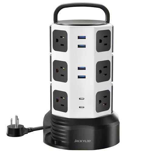 Power Strip Tower Surge Protector, JACKYLED 12 Outlets 6 USB...