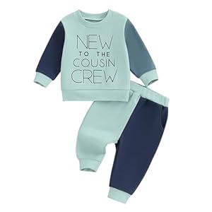WZTYYDS Toddler Baby Boy Clothes Letter Print Long Sleeve Sweatshirt Tops Pants Sets Kids Fall Winter Contrast Outfit