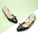 C.Paravano Women's Slingback Low Chunky Heels Black Round Toe Block Heel Pumps Splicing Bowknot Slip On Fashion Party Dress Shoes,Size11