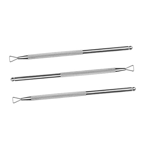 HAPINARY 3pcs Stainless Steel Cuticle Pusher Triangle Round Double-side Nail Polish Remover for Instant Cuticle Removal