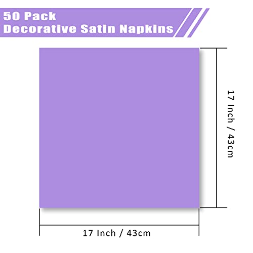 Vacvelt 50 Pack Light Purple Satin Napkins 17X17 Inch Wedding Napkins Bulk, Decorative Elegant Dinner Napkins Square Table Napkins Decor, Silky Satin Cloth Napkins For Banquet Graduation Party #TOP4