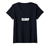 Clorp - Tipografía de Palabras Divertidas Camiseta Cuello V, Mujer, Negro, L