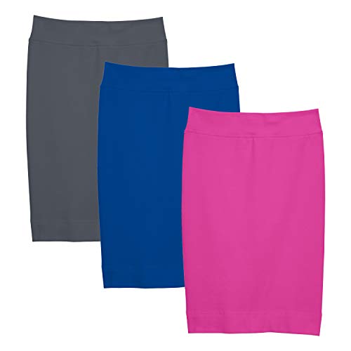 Kidpik Girls Pencil Skirts (3 Pack) - Multi-Color - (Xx-Large(16), B. Pearl/Blue Sapphire/F. Fuchsia) #TOP1