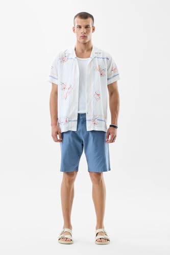 Image of SNITCH Men Casual Shorts | Regular Fit Mid Rise Solid Pattern | 100% Cotton Smooth Texture with Drawstring Closure & Elastic Waistband for Summer & Club Wear