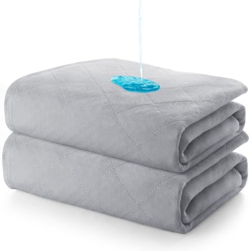 Bed Pads Washable Waterproof 2 Pack for Incontinence, Large 34 x 36 inch Absorbent Underpads,...