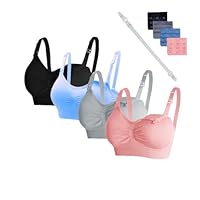 Oliaekd Confezione da 4 Reggiseno Allattamento per Le Donne, Morbido e Traspirante Reggiseno Senza Cuciture, con ulteriori Estensioni per Reggiseno e Clip