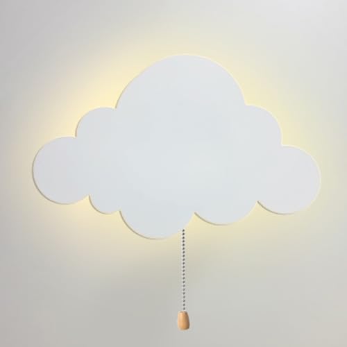 Aplique de pared nube LED rosa recargable con interruptor de cadena para salón y cuarto 3