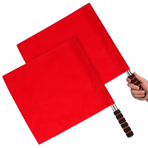 DOITOOL - DOITOOL 2 Pcs Volleyball Line Judge Flags, Red Volleyball Referee Flags for Soccer Competition Racing, Hand Signal Linesman Comfortable Soft Grip Handle