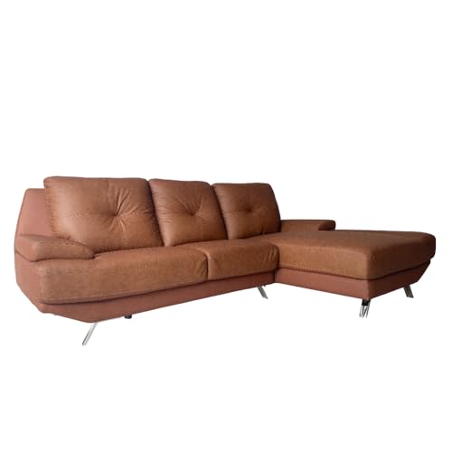 SHUNOVO 開梱設置付き カウチソファー 4人掛け レザー カウチソファ 本革 240cm ハイバック 座面広い ソファセット 3人掛けソファー 高級 l字 l型 カウチソファー 5人 本革 北欧 おしゃれ プレミアム 大型 (座って左カウチ ビンテー