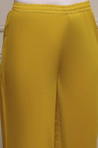 Image of BIBA Cotton Dyed Straight Festive Kurta With Palazzo And Dupatta