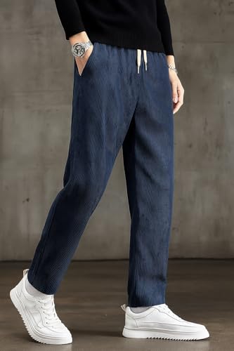 Image of Samfor Men's Comfortable Corduroy Pants | Relaxed Fit Stretch Waist Trousers for Everyday Wear
