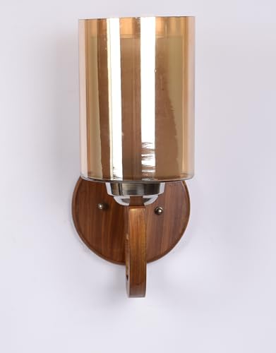Image of BENE Fargo Wooden Indoor Modern Wall Light, E-27 Base Wall Lamp for Home Decor - Living Room, Bedroom, Dining, Hallway, Staircase, 11 cm (Wood, Pack of 1)