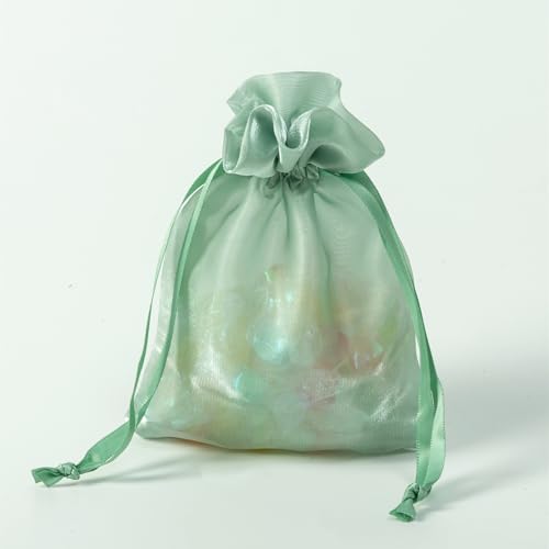 Image of QIANF 20 Pcs Sage Green Small Organza Bags 3X4 inch for Wedding Favors with Drawstring, Mini Mesh Gift Bags Jewelry Pouch for Candy Bridal Shower Party Favor Baby Shower Christmas