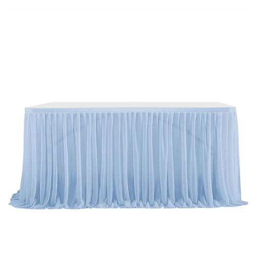 Dekoracja stołu na przyjęcie, Table Skirt Tutu Tulle Cover For Events And Home Decor Multicolor 4-9FT(Wathet Blue,4FT (122x77cm))