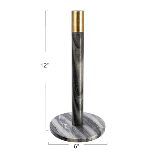 Modern Marble Paper Towel Holder with Brass Detail, Grey by Bloomingville - Image 8