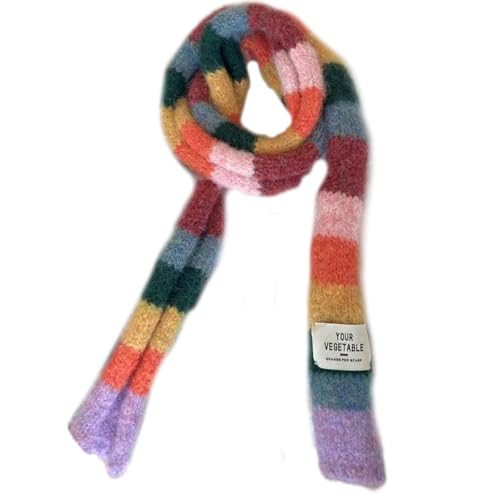 Uqezagpa Damenschal, Colorblocks, gestreifter Schal, weich, bequem, für Herbst und Winter, bequem, 3, 10*180CM