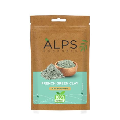 Image of Alps Goodness French Green Clay Powder, 100% Natural, Face Mask for Pores Tightening and Detoxify, 50 gm
