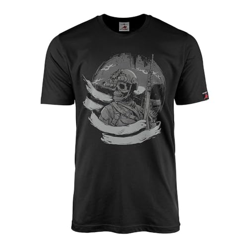 T-shirt tactique Post Apocalyptic Soldat Squelette Warrior noir en coton