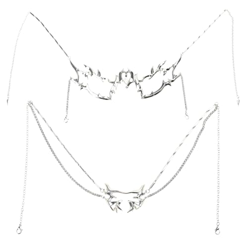 Demi-chaîne en métal mécanique accessoire de visage irrégulier pour festivals et look urbain