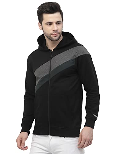 Image of Kalt Men Full Sleeves Zipper Fleece Colour Block Hoodie