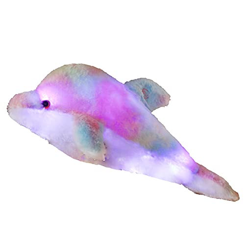 Süßes Delfin Plüschtier,Leuchtend Gefülltes Plüsch Kissen mit LED...