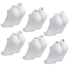 Utensilsto Sneaker Socken Damen 37-41 Bestickte Kurze Socken Baumwolle Obst
