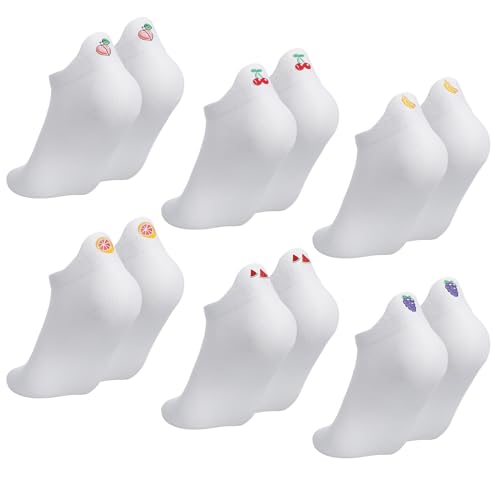 Utensilsto Sneaker Socken Damen 37-41 Bestickte Kurze Socken Baumwolle Obst