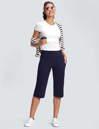 Image of ISEEGZ 15 inch / 18 inch / 21 inch / 25 inch Capri Pants for Women High Waist with Pockets Women's Capris Workout Yoga Pants Loose Straight Leg