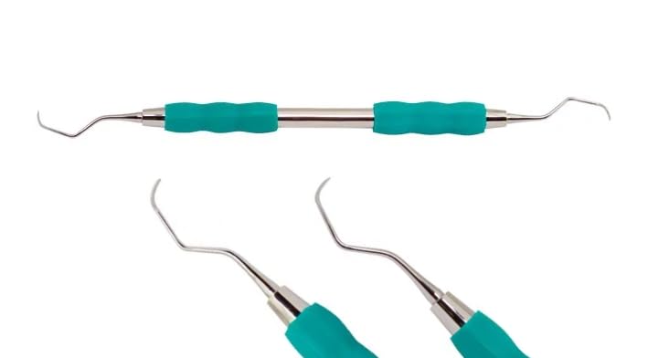 AmeriCan Goods Dental GRACEY CURETTE # 7/8 with Silicone Color-Coded Grips Professional Autoclavable Double-Ended Aqua Gripped Handle