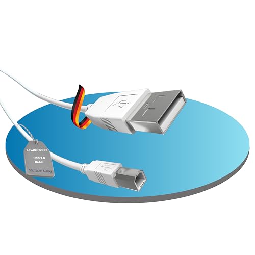 ADVANconnect Câble d'imprimante USB, type A vers B, câble haute vitesse 2,00 m, câble de connexion scanner et imprimante, câble de connexion, USB 2.0,...