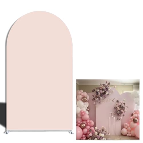 Spandex Arch Backdrop Cover Curved Top‌ Stand Background Light Pink for Birthday Baby Shower Wedding Party Decoration,4x7ft