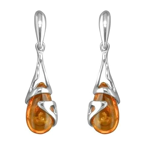 Teardrop Baltic Honey Amber Earrings Cover