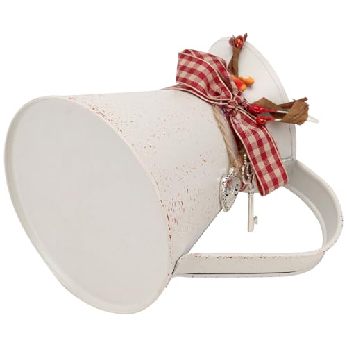 SUPVOX Vaso di Fiori Secchio di Ferro da Giardino Beige Contenitore a Secchio per Piantare Design Retrò Antiruggine Fioriera Decorativa per Interni ed Esterni Resistente e Pratico per