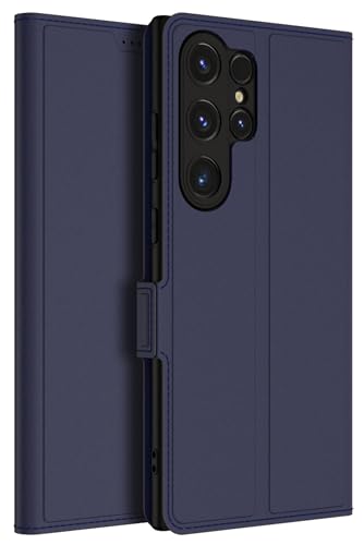 Image of Kapa Noble Slim Magnetic Leather Flip Case Cover for Samsung Galaxy S24 Ultra | Card Holder Stand Leather Flip Wallet Case (Blue)
