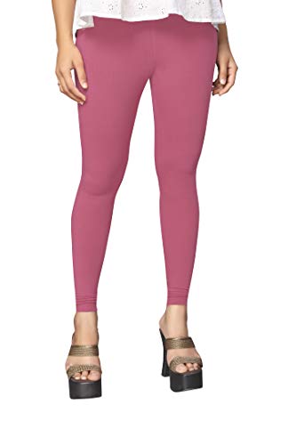 Image of Women's Cotton Skinny Leggings with Ankle Length Solid Pattern Mid Rise and Elastic Closure | Cotton Skinny Leggings for Womens