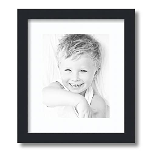 ArtToFrames 8x10 inch Satin Black Picture Frame with 2 Inch Single Super White Mat, SingleMat-FRBW26079-8x10-61