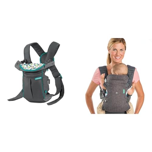 Infantino Carriers Bundle - Swift Classic 2-Way Grey Carrier with Pocket & Flip 4-in-1 Convertible 8-32 lb Carrier