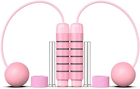 pink cordless jump rope for women,weighted ropeless jump ropes for fitness,skipping rope for girls wellness beginners,adults gym workout indoors