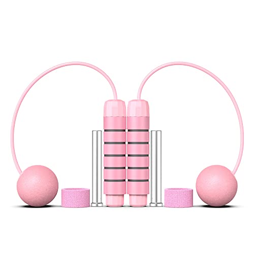 Pink Cordless Jump Rope For Women,Weighted Ropeless Jump Ropes For Fitness,Skipping Rope For Girls Wellness Beginners,Adults Gym Workout Indoors #TOP1
