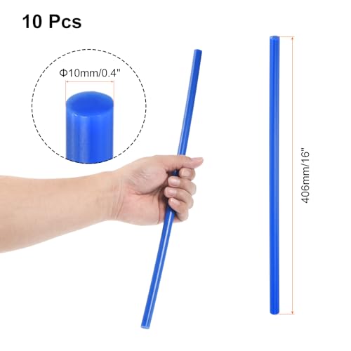 Image of uxcell 10 Pcs Plastic Rods 10 x 406mm Round Solid ABS Styrene Stick for DIY Toys Building Architectural Model Making, Blue