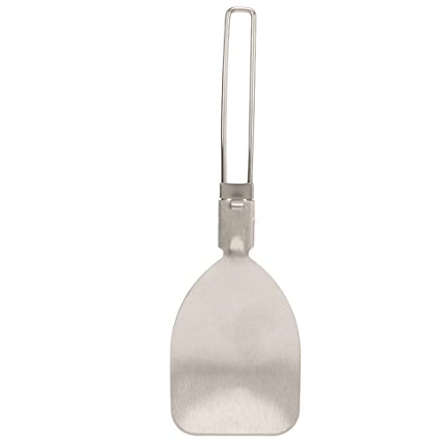Stainless Steel Folding Spatula Latch Design Lightweight Portable Folding Food Spatula for Outdoor Camping Cooking (Rice Spoon)