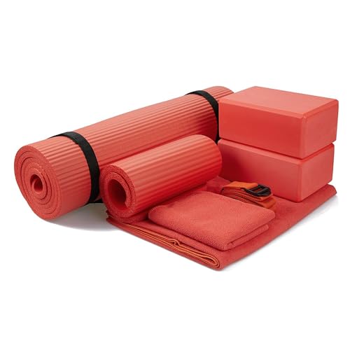 BalanceFrom GoYoga 7-teiliges Set – Yogamatte mit Tragegurt, 2 Blöcke,...