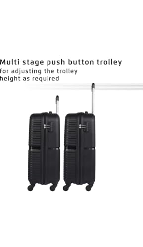 Image of PP Hard Shell 4 Wheels 360 Degree Safari Trolley Bag for Travel Small+Medium+Large (Black, Set of 3), 70 cm