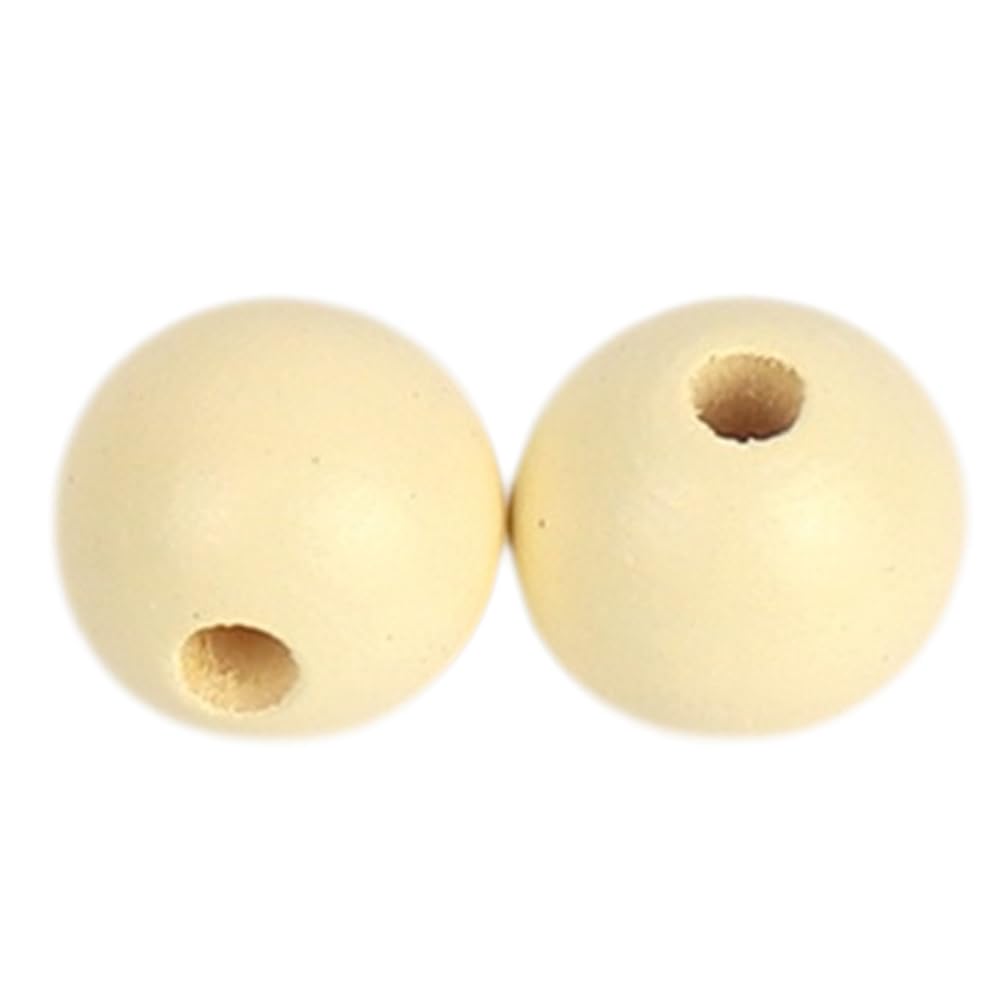Perline di legno rotonde in legno, da infilare, sfere di legno, perline fai da te, perline di legno, perline distanziatrici per gioielli fai da te, 100 pezzi, giallo chiaro, 30 mm