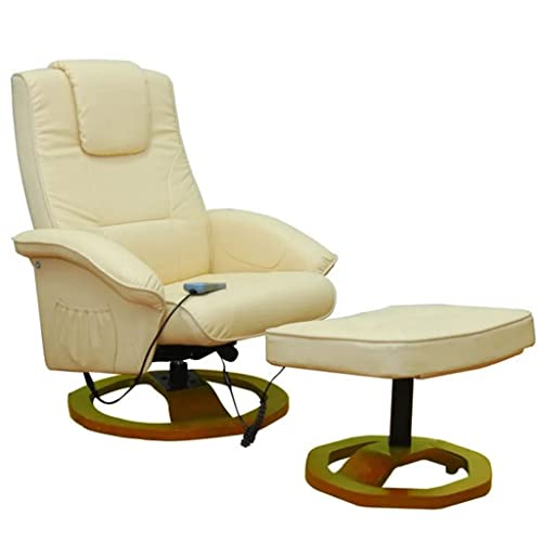Preisvergleich Produktbild vidaXL Massagesessel Fernsehsessel mit Hocker Relaxsessel Massage+Heizung Creme