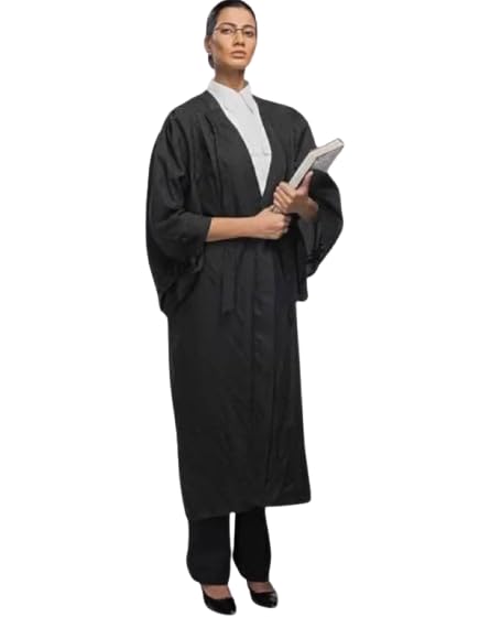 Image of Advocate Butter Crepe Gown Professional Lawyer Court Gown Legal Wear Court Dress for Lawyers Advocates Unisex Black