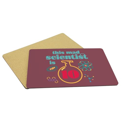 Cadeau 10 anniversaire original set de table liège science mad scientist