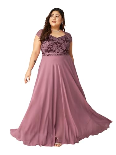 Image of Miss Chase A+ Women's Floral Printed Relaxed Fit V -Neck 3 /4Th Sleeve Georgette Maxi Dress